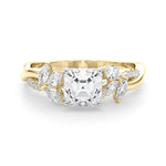 LUMEO Asscher Solitaire Diamond Engagement Ring Set in 18k Solid Yellow Gold 