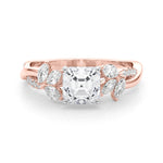LUMEO Asscher Solitaire Diamond Engagement Ring Set in 18k Solid Rose Gold 