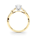 LUMEO Asscher Solitaire Diamond Engagement Ring Side View in 18k Solid Yellow Gold 