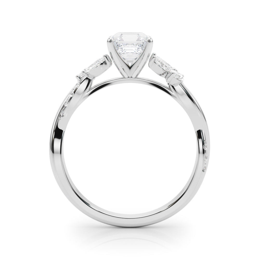 LUMEO Asscher Solitaire Diamond Engagement Ring Side View in Platinum 