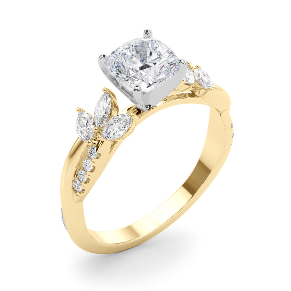 LUMEO Marquise Solitaire Diamond Engagement Ring Angle View in 18k Solid Yellow Gold 
