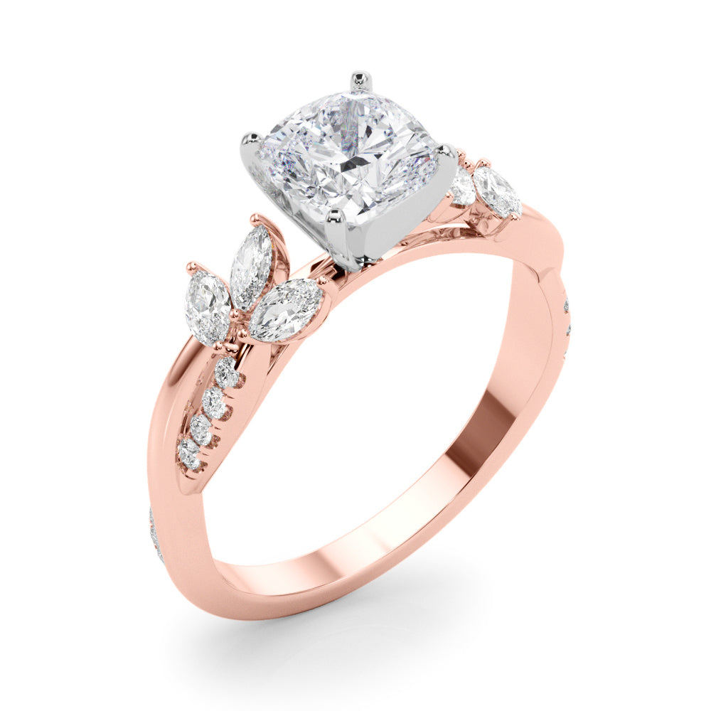 LUMEO Marquise Solitaire Diamond Engagement Ring Angle View in 18k Solid Rose Gold 