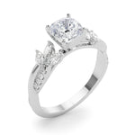 LUMEO Marquise Solitaire Diamond Engagement Ring Angle View in Platinum 