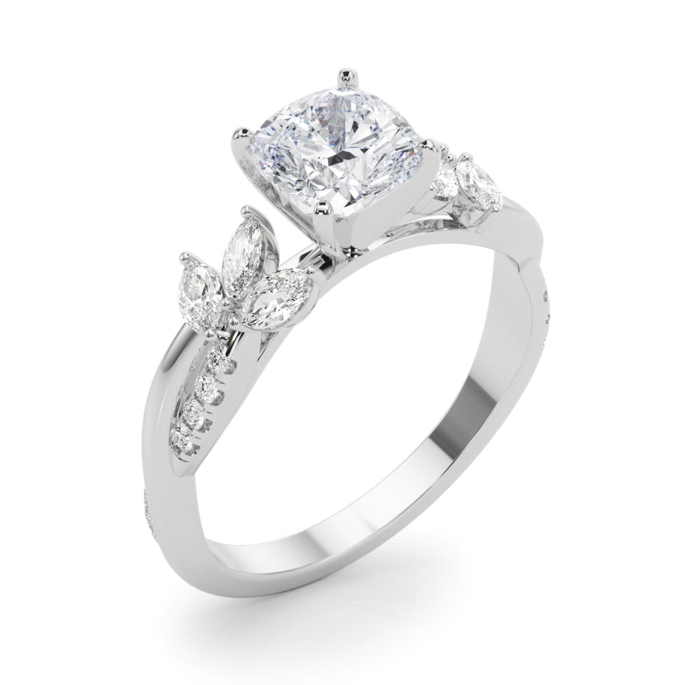 LUMEO Marquise Solitaire Diamond Engagement Ring Angle View in Platinum 