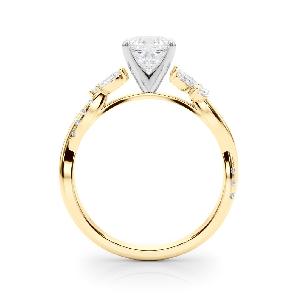LUMEO Marquise Solitaire Diamond Engagement Ring Side View in 18k Solid Yellow Gold 