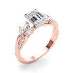 LUMEO Emerald Solitaire Diamond Engagement Ring Angle View in 18k Solid Rose Gold 