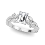 LUMEO Emerald Solitaire Diamond Engagement Ring Front View in Platinum 