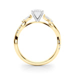 LUMEO Emerald Solitaire Diamond Engagement Ring Side View in 18k Solid Yellow Gold 