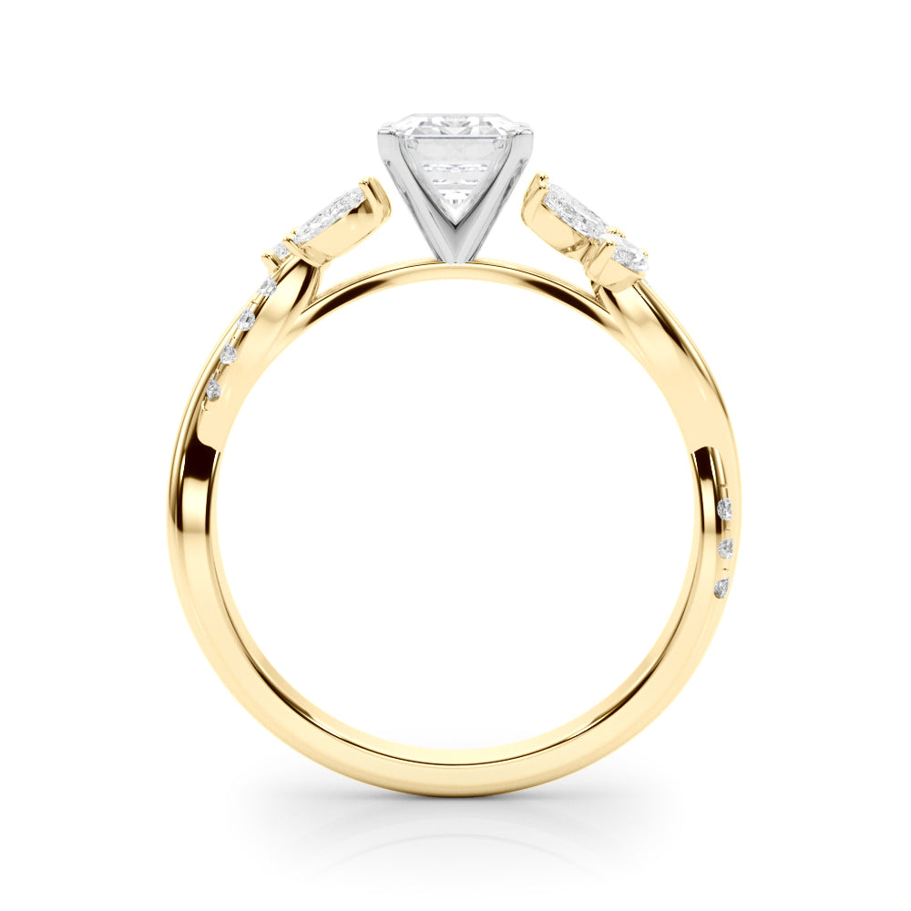 LUMEO Emerald Solitaire Diamond Engagement Ring Side View in 18k Solid Yellow Gold 