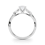 LUMEO Emerald Solitaire Diamond Engagement Ring Side View in Platinum 