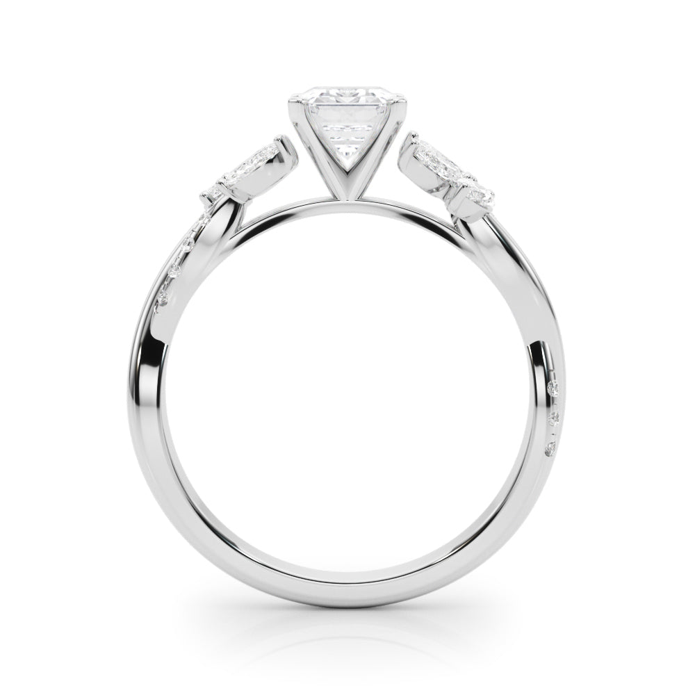 LUMEO Emerald Solitaire Diamond Engagement Ring Side View in Platinum 