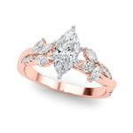 LUMEO Pear Solitaire Diamond Engagement Ring Front View in 18k Solid Rose Gold 