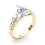 LUMEO Pear Solitaire Diamond Engagement Ring Angle View in 18k Solid Yellow Gold 