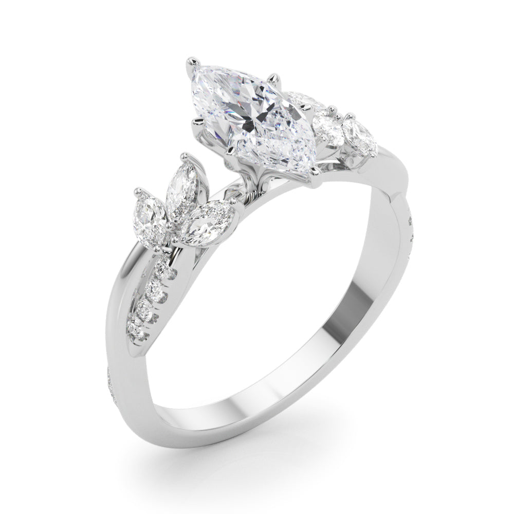 LUMEO Pear Solitaire Diamond Engagement Ring Angle View in Platinum 