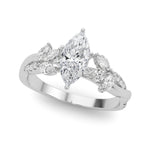 LUMEO Pear Solitaire Diamond Engagement Ring Front View in Platinum 