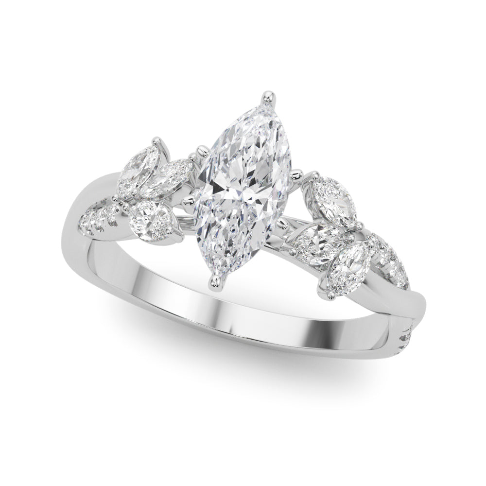 LUMEO Pear Solitaire Diamond Engagement Ring Front View in Platinum 