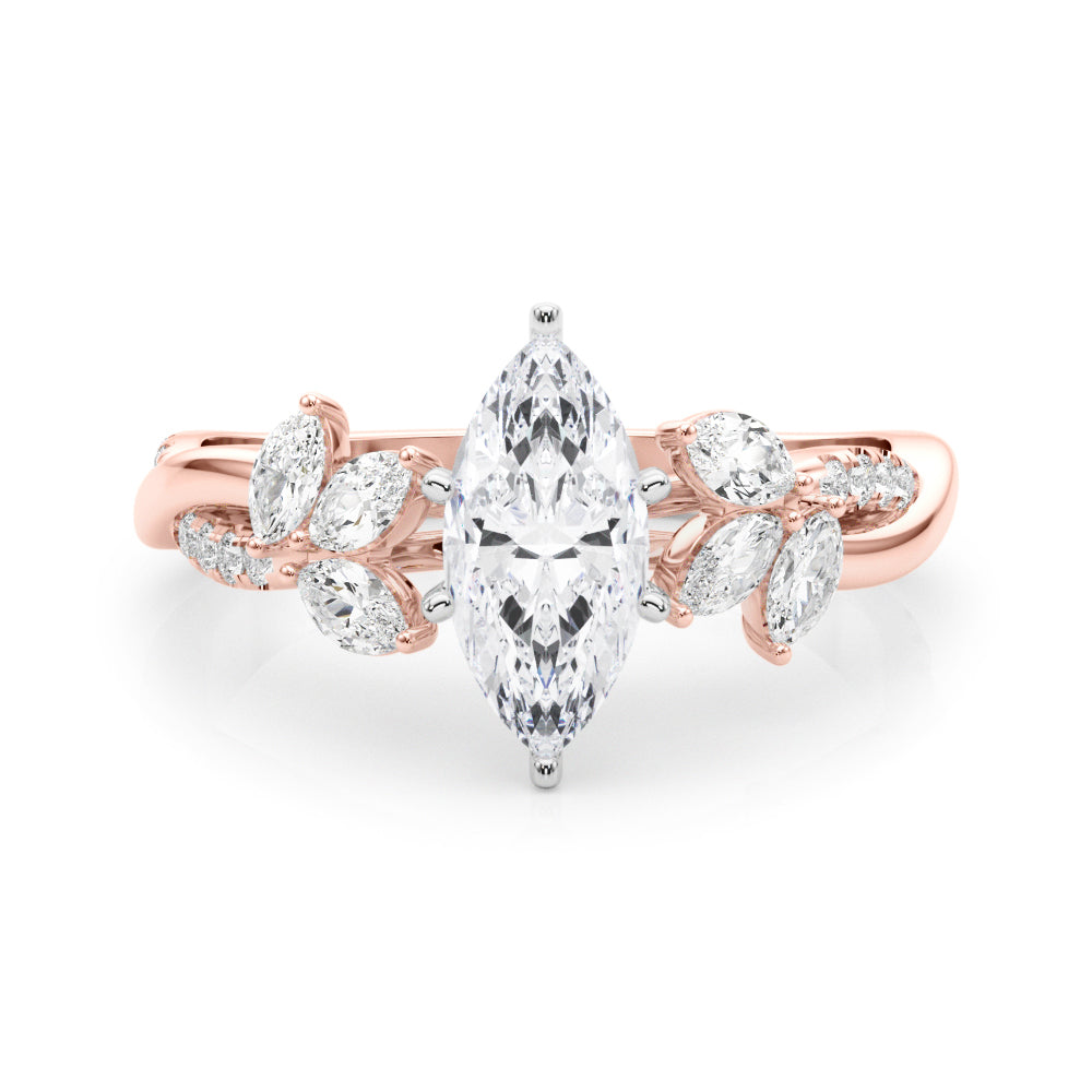 LUMEO Pear Solitaire Diamond Engagement Ring Set in 18k Solid Rose Gold 