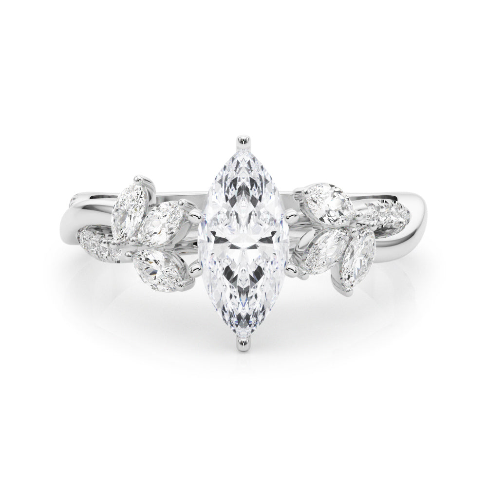 LUMEO Pear Solitaire Diamond Engagement Ring Set in Platinum 