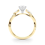LUMEO Pear Solitaire Diamond Engagement Ring Side View in 18k Solid Yellow Gold 