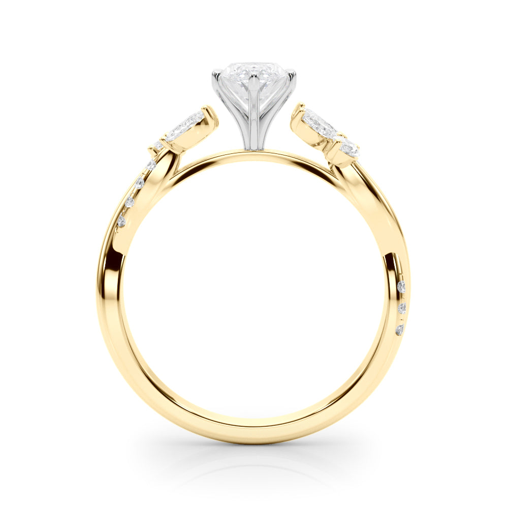 LUMEO Pear Solitaire Diamond Engagement Ring Side View in 18k Solid Yellow Gold 