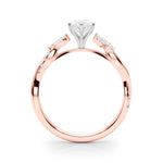 LUMEO Pear Solitaire Diamond Engagement Ring Side View in 18k Solid Rose Gold 