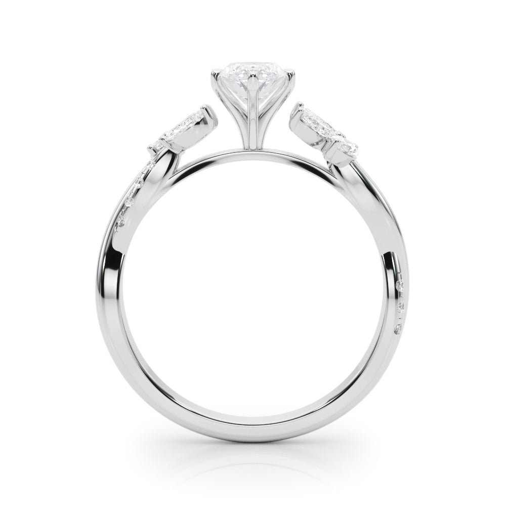 LUMEO Pear Solitaire Diamond Engagement Ring Side View in Platinum 
