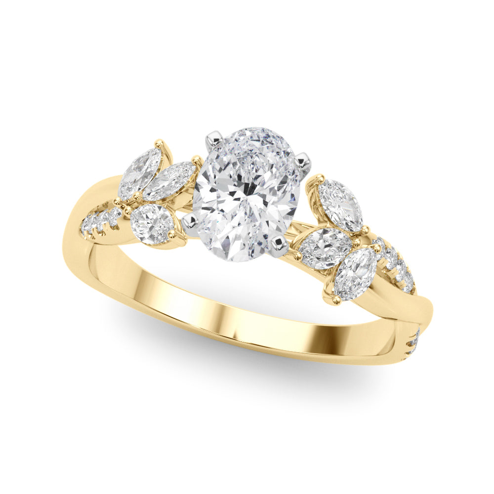 LUMEO Princess Solitaire Diamond Engagement Ring Front View in 18k Solid Yellow Gold 