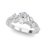 LUMEO Princess Solitaire Diamond Engagement Ring Front View in Platinum 