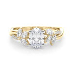 LUMEO Princess Solitaire Diamond Engagement Ring Set in 18k Solid Yellow Gold 