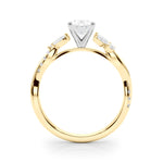 LUMEO Princess Solitaire Diamond Engagement Ring Side View in 18k Solid Yellow Gold 
