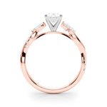 LUMEO Princess Solitaire Diamond Engagement Ring Side View in 18k Solid Rose Gold 