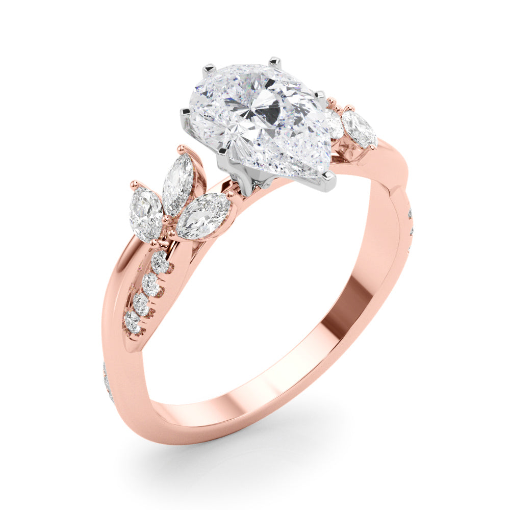 LUMEO Cushion Solitaire Diamond Engagement Ring Angle View in 18k Solid Rose Gold 