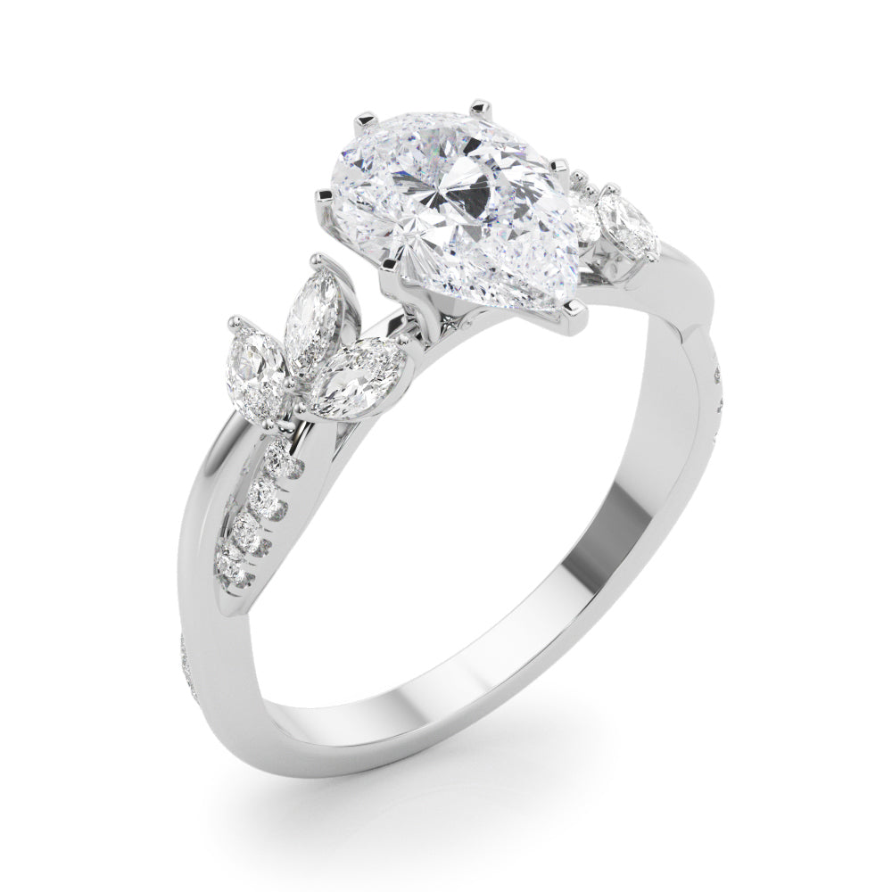 LUMEO Cushion Solitaire Diamond Engagement Ring Angle View in Platinum 