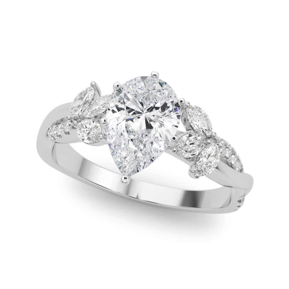 LUMEO Cushion Solitaire Diamond Engagement Ring Front View in Platinum 