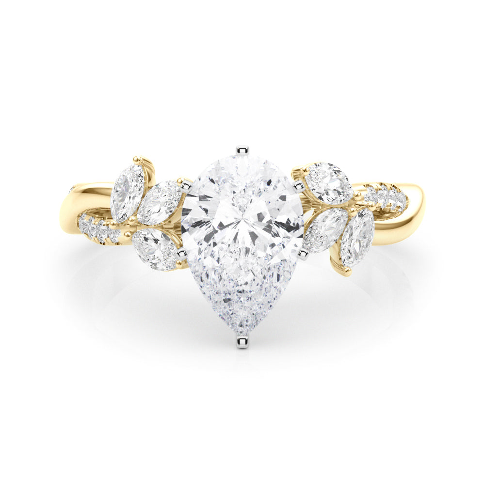 LUMEO Cushion Solitaire Diamond Engagement Ring Set in 18k Solid Yellow Gold 