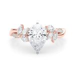 LUMEO Cushion Solitaire Diamond Engagement Ring Set in 18k Solid Rose Gold 