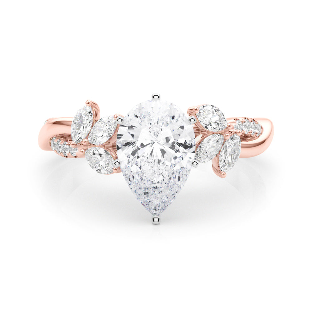 LUMEO Cushion Solitaire Diamond Engagement Ring Set in 18k Solid Rose Gold 