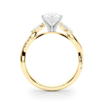 LUMEO Cushion Solitaire Diamond Engagement Ring Side View in 18k Solid Yellow Gold 
