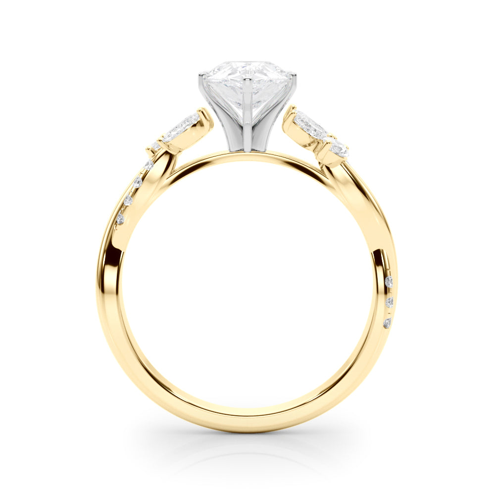 LUMEO Cushion Solitaire Diamond Engagement Ring Side View in 18k Solid Yellow Gold 