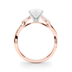 LUMEO Cushion Solitaire Diamond Engagement Ring Side View in 18k Solid Rose Gold 