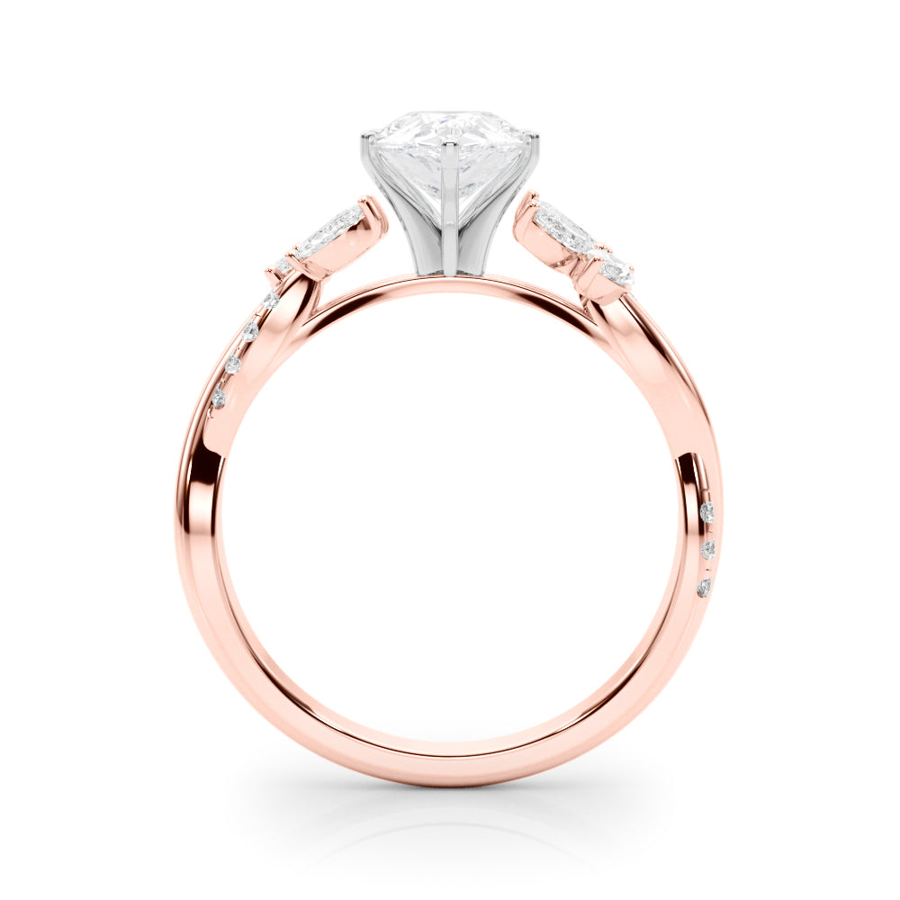 LUMEO Cushion Solitaire Diamond Engagement Ring Side View in 18k Solid Rose Gold 