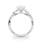 LUMEO Cushion Solitaire Diamond Engagement Ring Side View in Platinum 