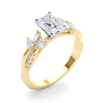 LUMEO Oval Solitaire Diamond Engagement Ring Angle View in 18k Solid Yellow Gold 