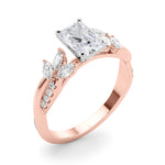 LUMEO Oval Solitaire Diamond Engagement Ring Angle View in 18k Solid Rose Gold 