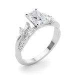 LUMEO Oval Solitaire Diamond Engagement Ring Angle View in Platinum 