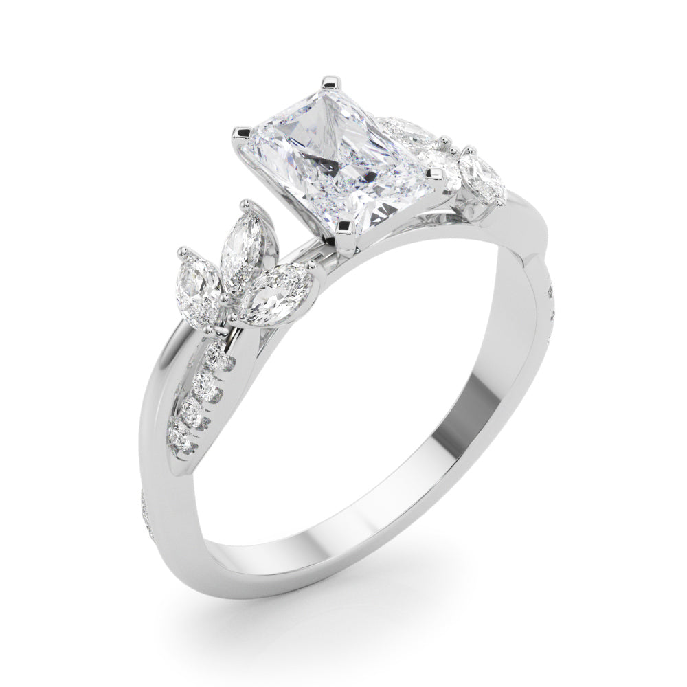 LUMEO Oval Solitaire Diamond Engagement Ring Angle View in Platinum 