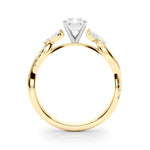 LUMEO Oval Solitaire Diamond Engagement Ring Side View in 18k Solid Yellow Gold 