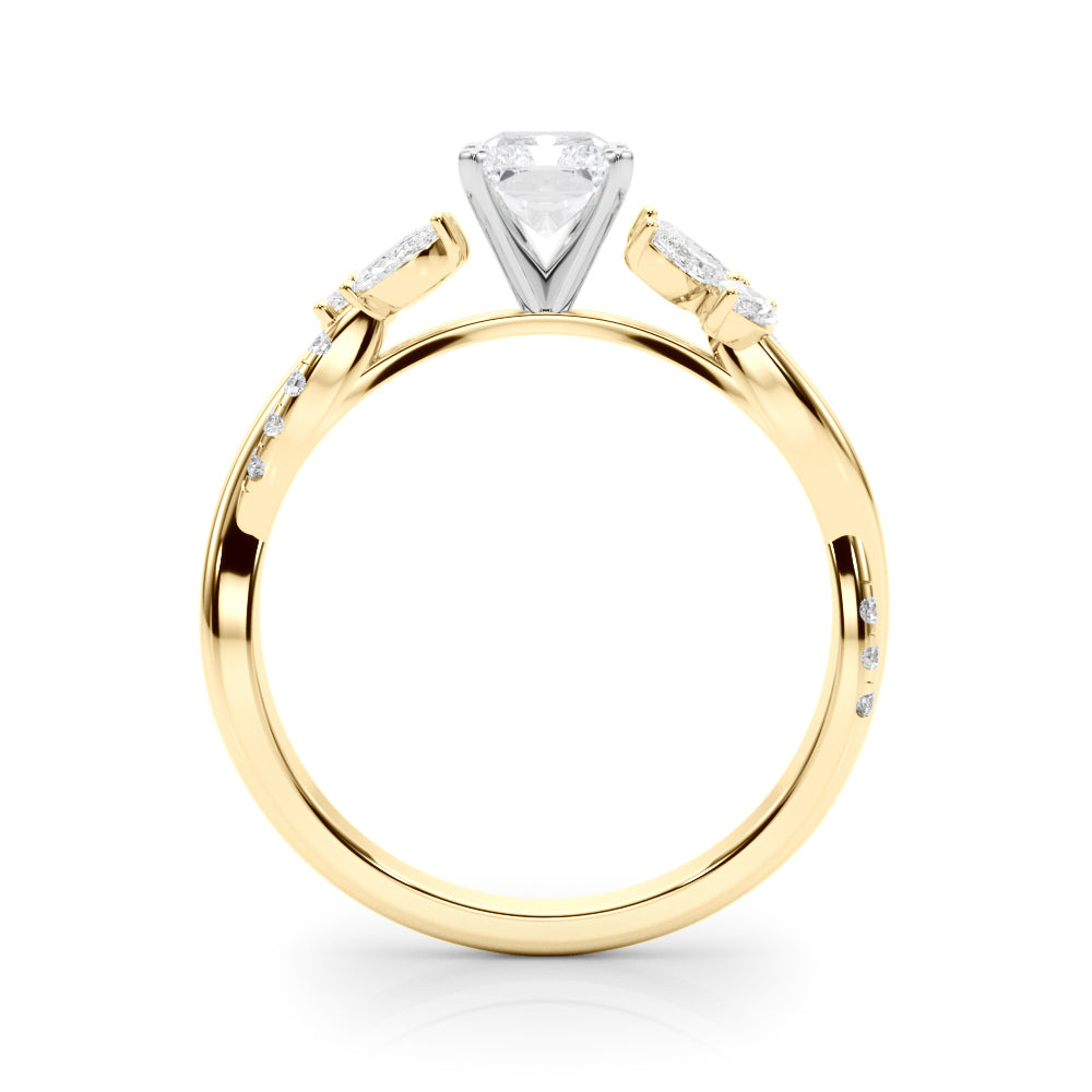 LUMEO Oval Solitaire Diamond Engagement Ring Side View in 18k Solid Yellow Gold 