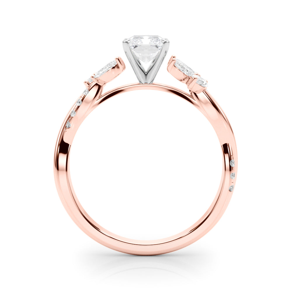 LUMEO Oval Solitaire Diamond Engagement Ring Side View in 18k Solid Rose Gold 