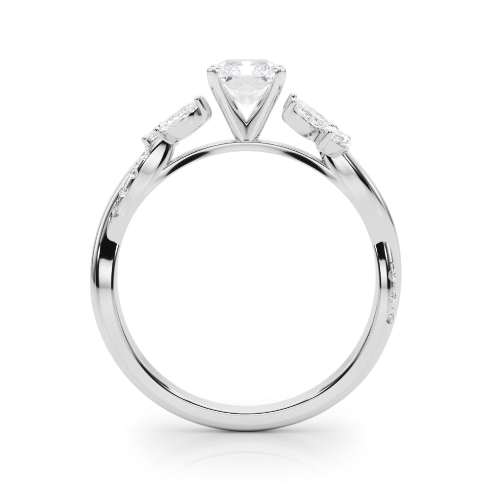 LUMEO Oval Solitaire Diamond Engagement Ring Side View in Platinum 